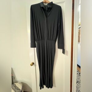 Norma Kamali Navy Fishtail Shirt Dress (M)